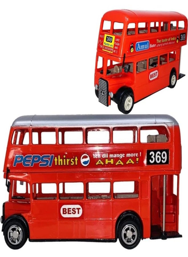 BIGfun TOYS Double Decker Bus Toy for Kids|Pullback Action Feature|Realistic Model|Pack of 1 Bus, red Color-6 - Image 1
